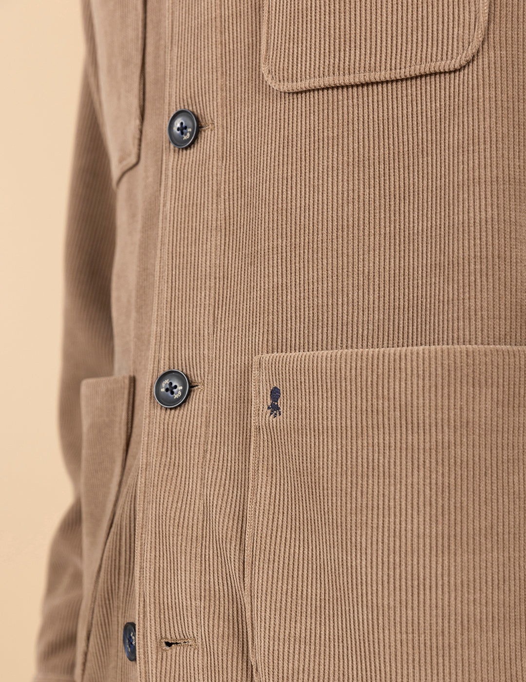 CAMEL RIBBED KNIT OVERSHIRT