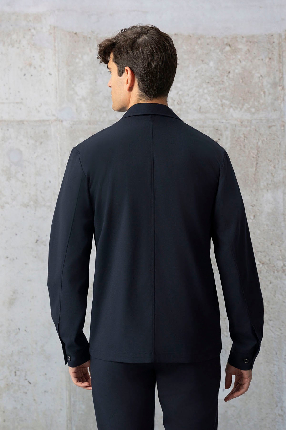 OVERSHIRT WITH NAVY BLUE WOOL