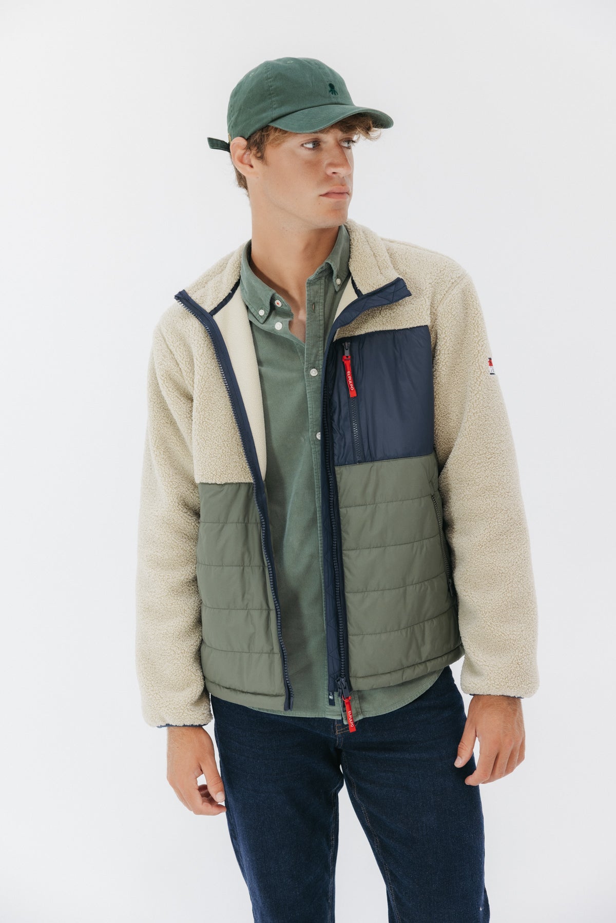 CHAQUETA COMBINADA NYLON Y BORREGUILLO ESTONIA BLANCO ROTO
