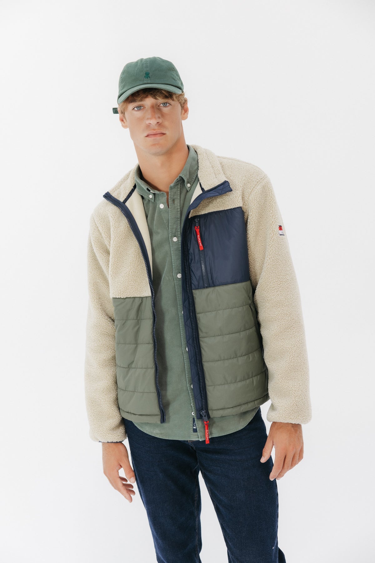 CHAQUETA COMBINADA NYLON Y BORREGUILLO ESTONIA BLANCO ROTO