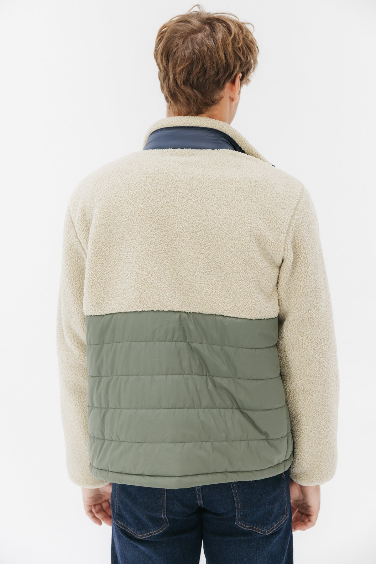 CHAQUETA COMBINADA NYLON Y BORREGUILLO ESTONIA BLANCO ROTO