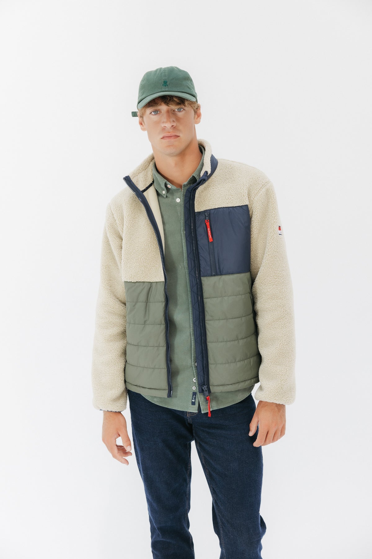 CHAQUETA COMBINADA NYLON Y BORREGUILLO ESTONIA BLANCO ROTO