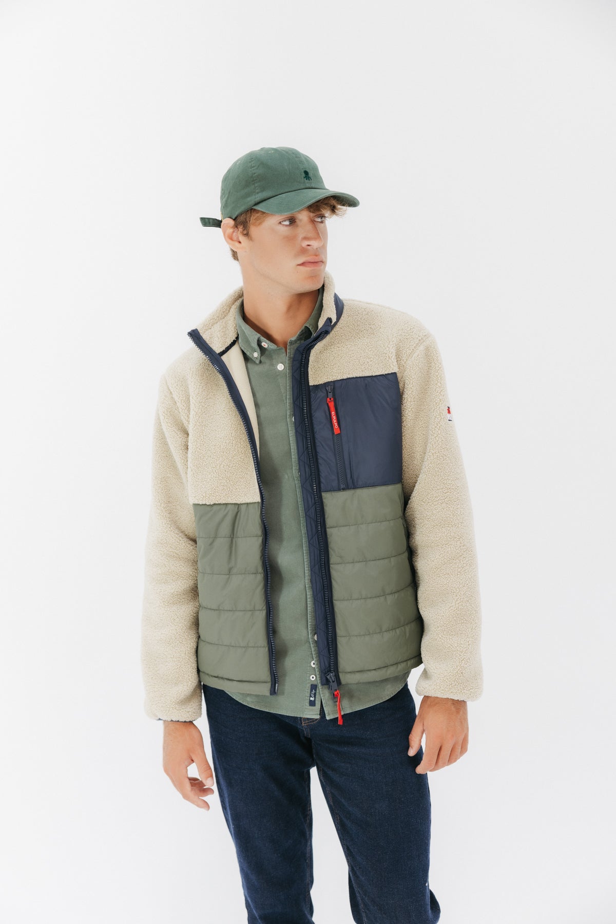 CHAQUETA COMBINADA NYLON Y BORREGUILLO ESTONIA BLANCO ROTO