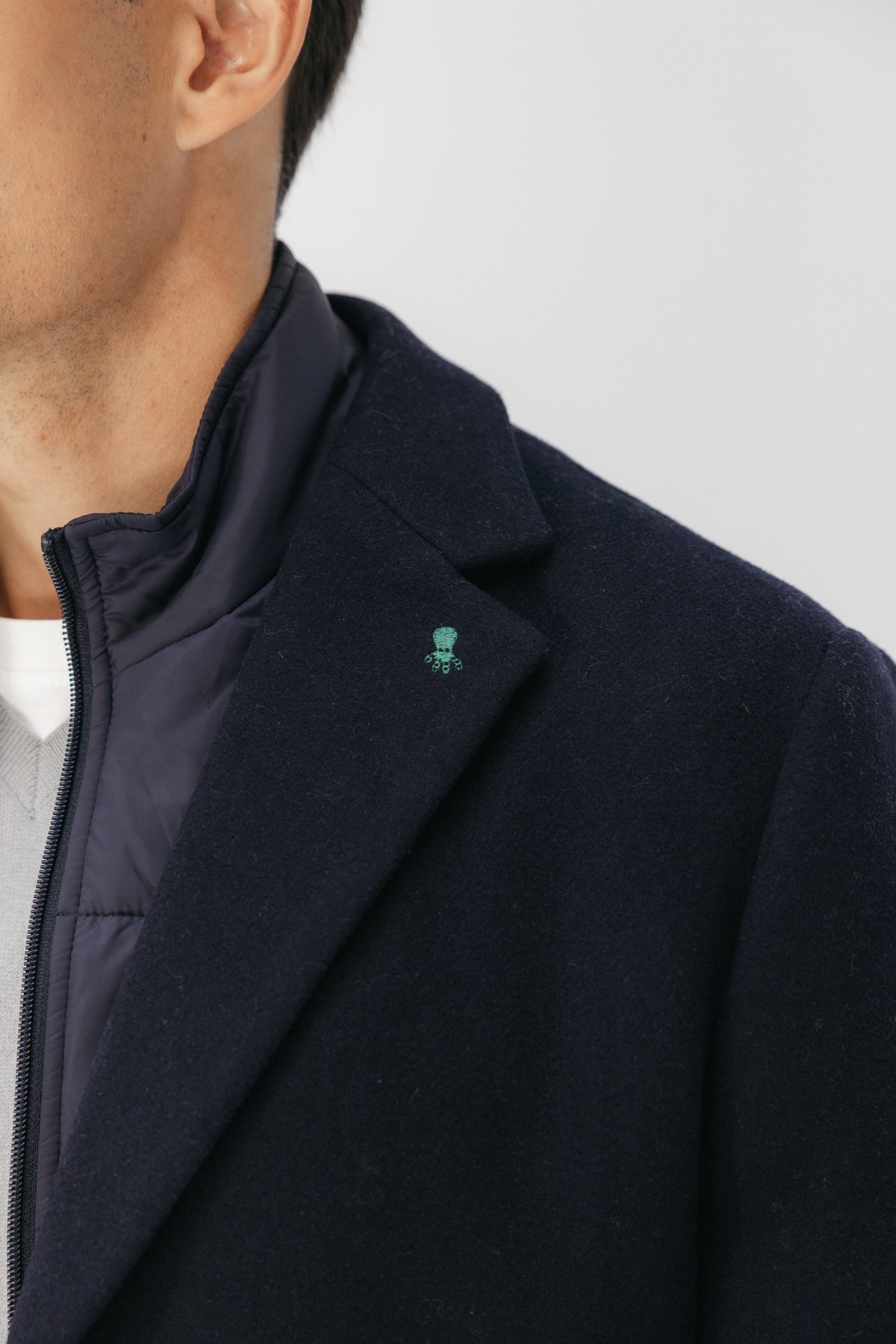 ABRIGO PECHERA DESMONTABLE PAÑO AZUL MARINO