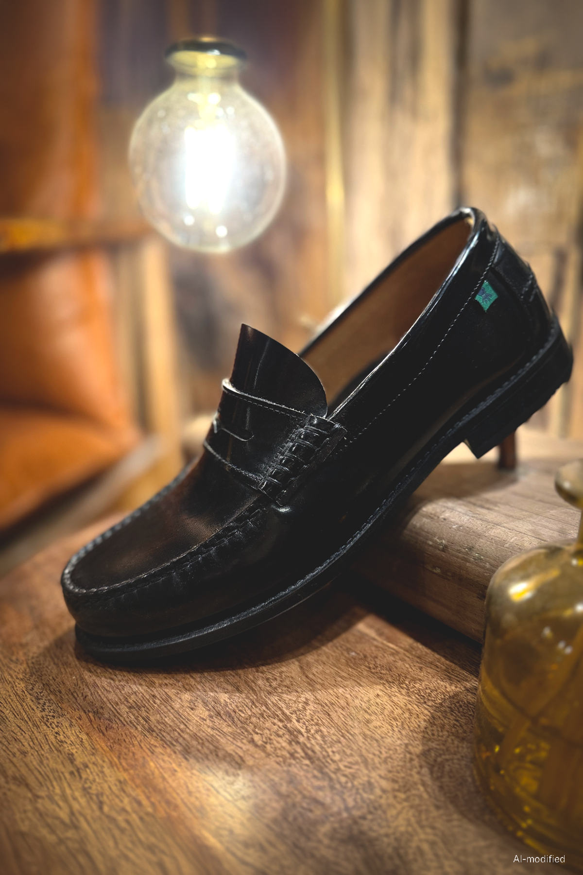 Zapato mocasín antifaz suela cuero negro