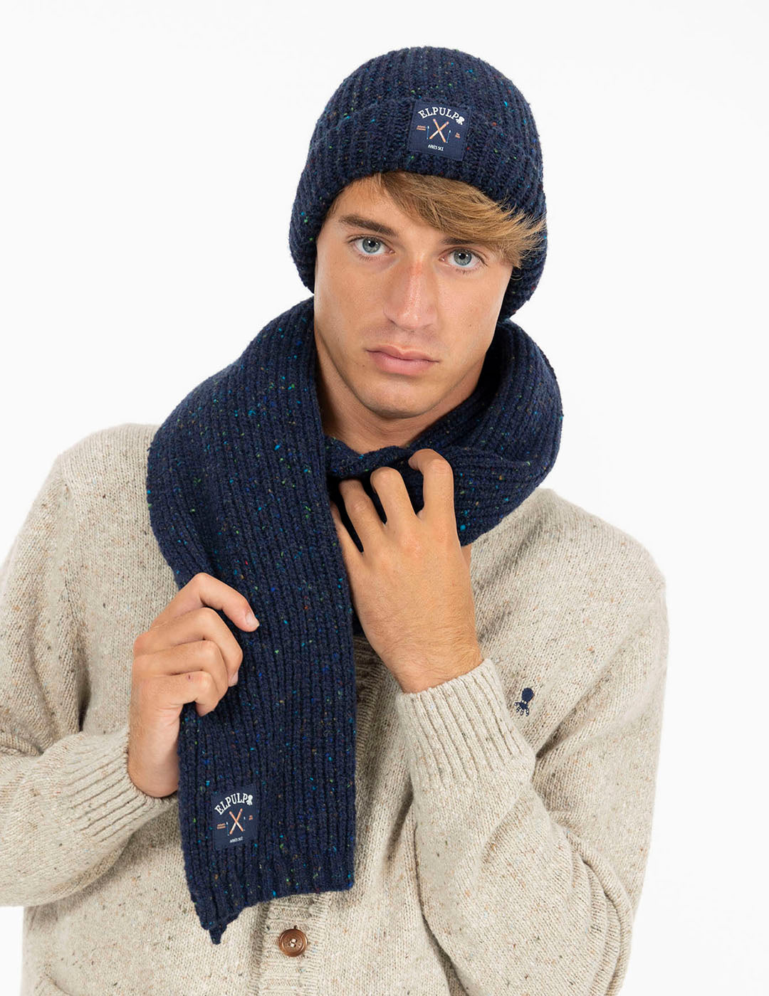 NAVY BLUE APRÉS SKI MARBLE SCARF