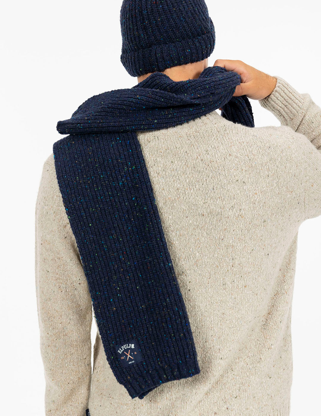 NAVY BLUE APRÉS SKI MARBLE SCARF