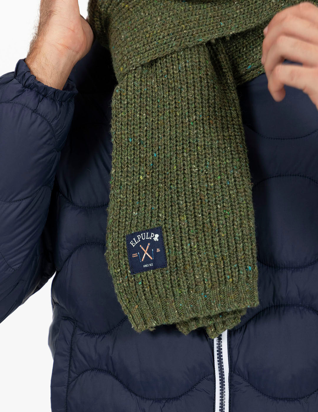 KHAKI GREEN APRÉS SKI MARBLE SCARF