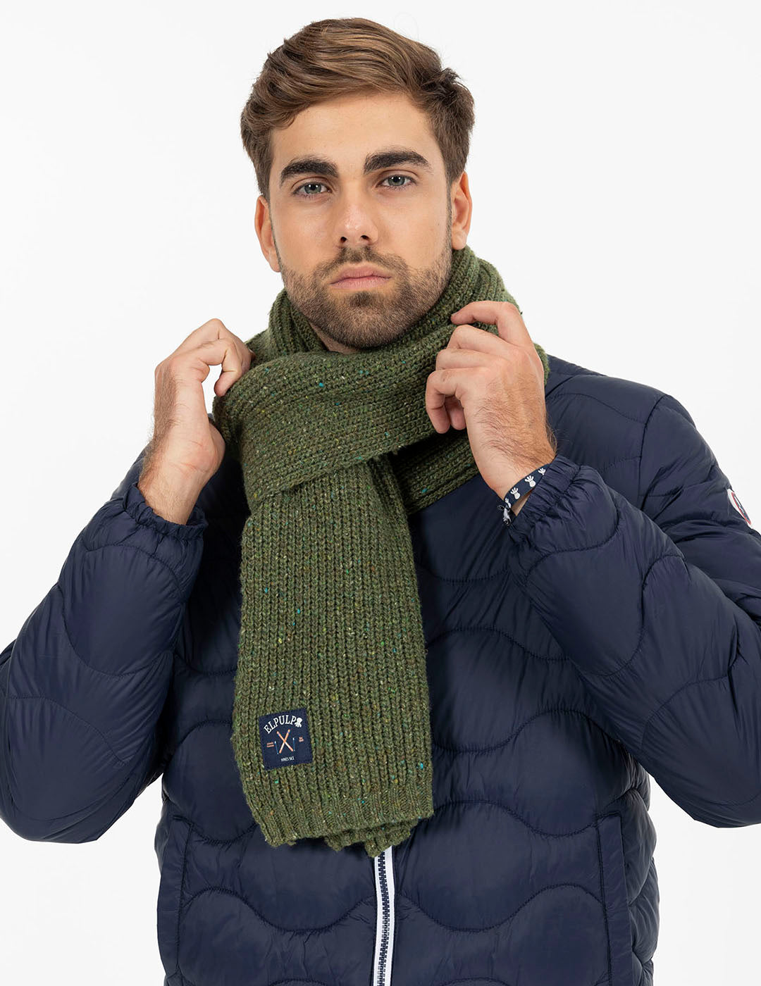 KHAKI GREEN APRÉS SKI MARBLE SCARF