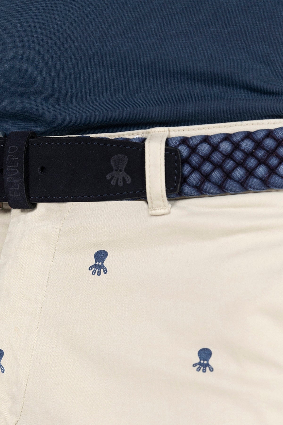 DELAVÉ NAVY BLUE BRAIDED ELASTIC BELT