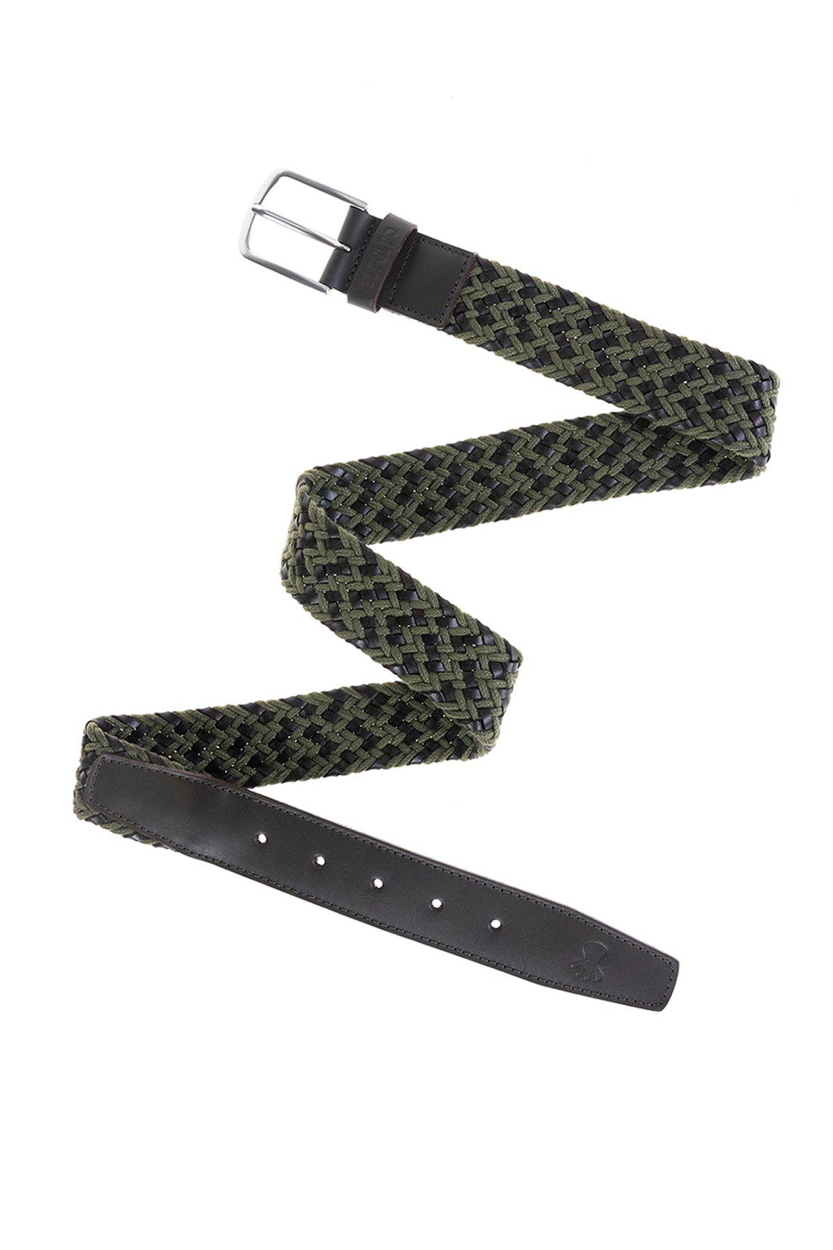 COMBINED BRAIDED MILITARY GREEN LEATHER BELT