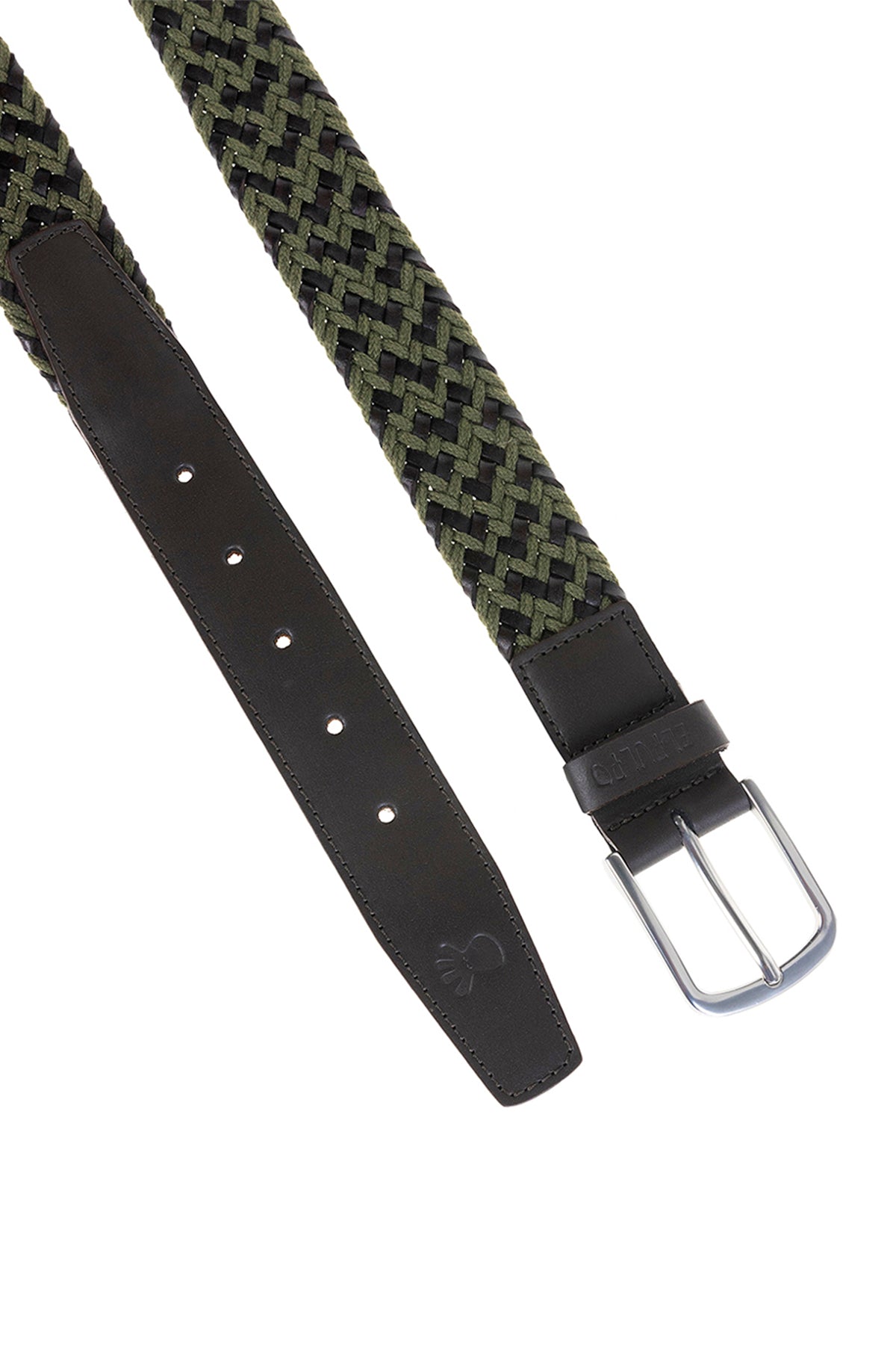 COMBINED BRAIDED MILITARY GREEN LEATHER BELT