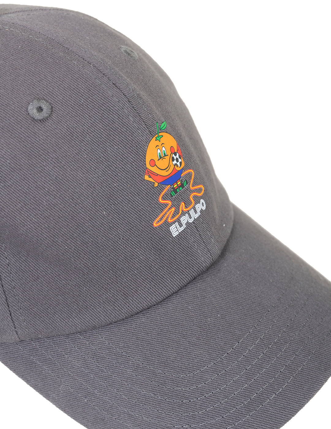 GORRA LAVADA ESTAMPADO ELPULPO Y NARANJITO CARBÓN