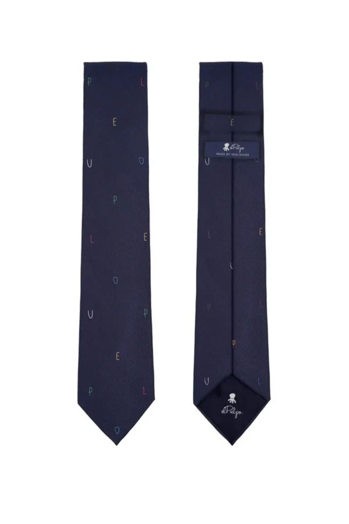 Corbata letras azul multicolor