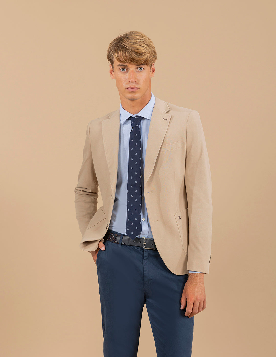 CAMEL STRUCTURED KNITTED BLAZER