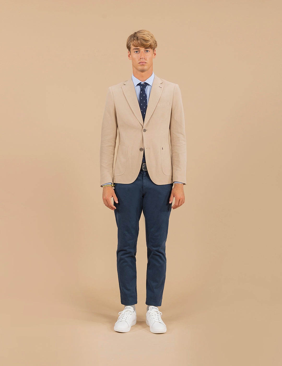 CAMEL STRUCTURED KNITTED BLAZER