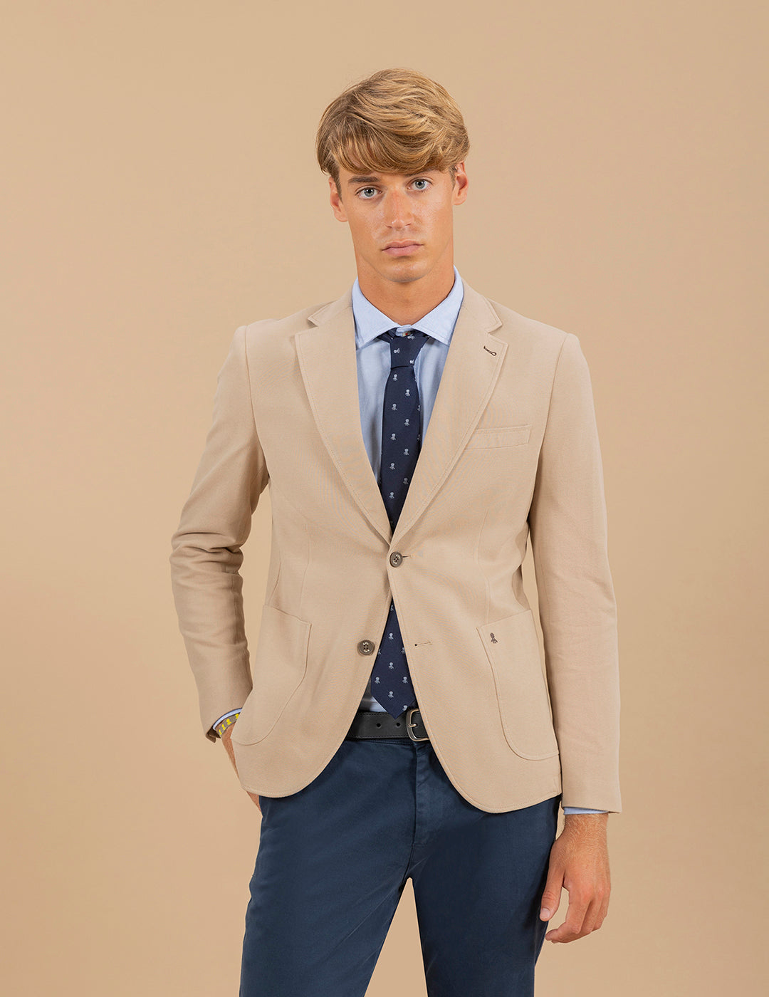 CAMEL STRUCTURED KNITTED BLAZER