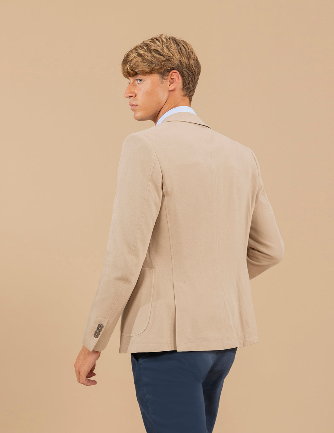 CAMEL STRUCTURED KNITTED BLAZER