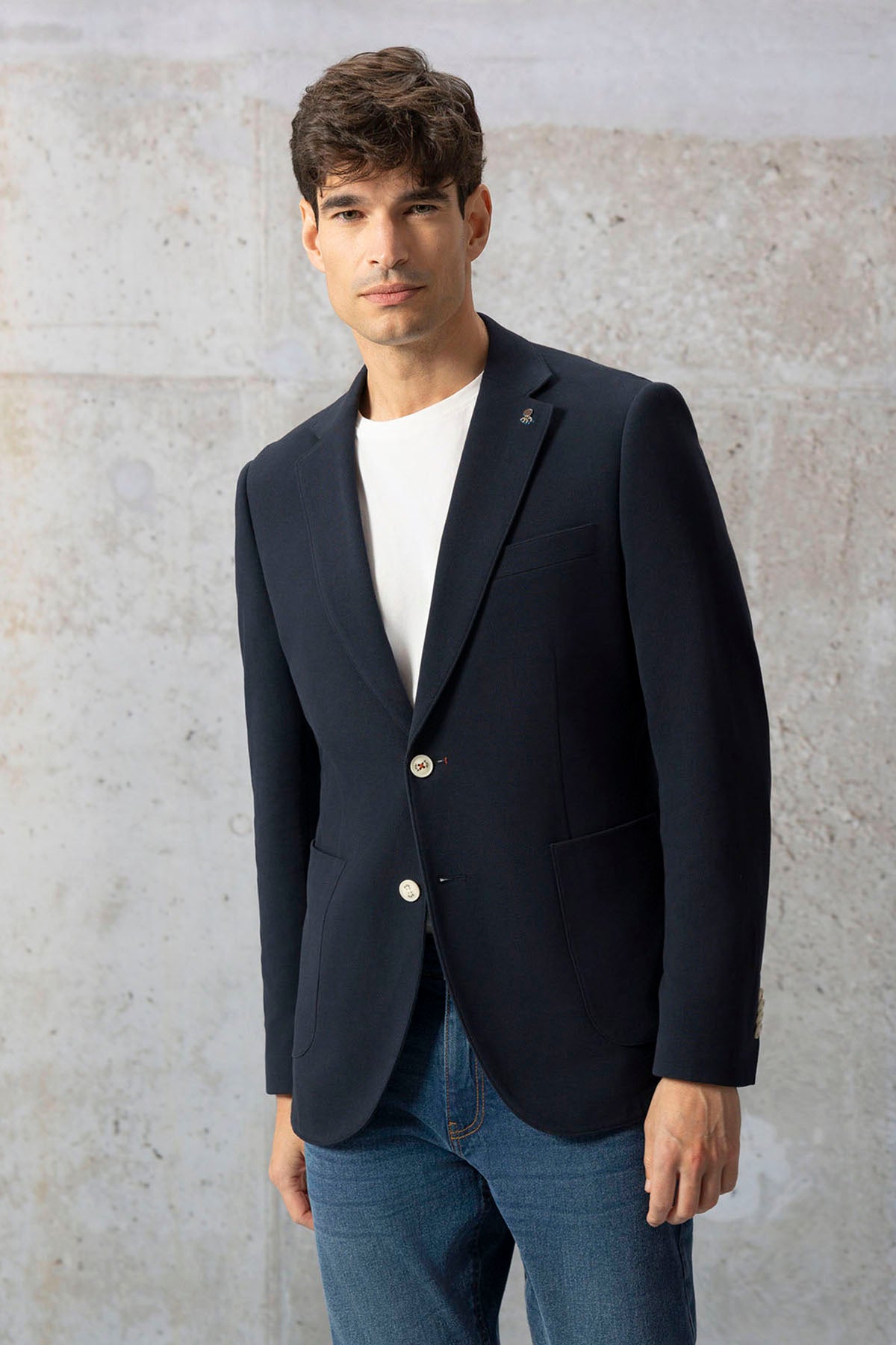 NAVY BLUE FRONT CLOSURE BLAZER