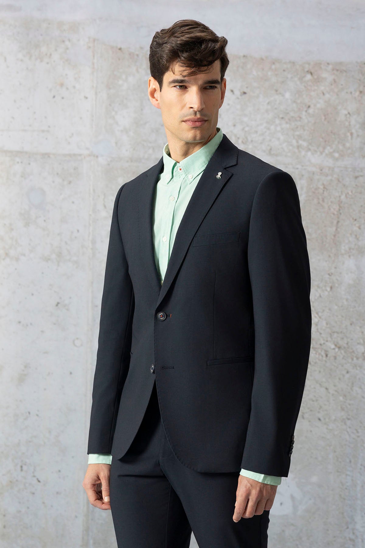 Navy blue comfort suit jacket