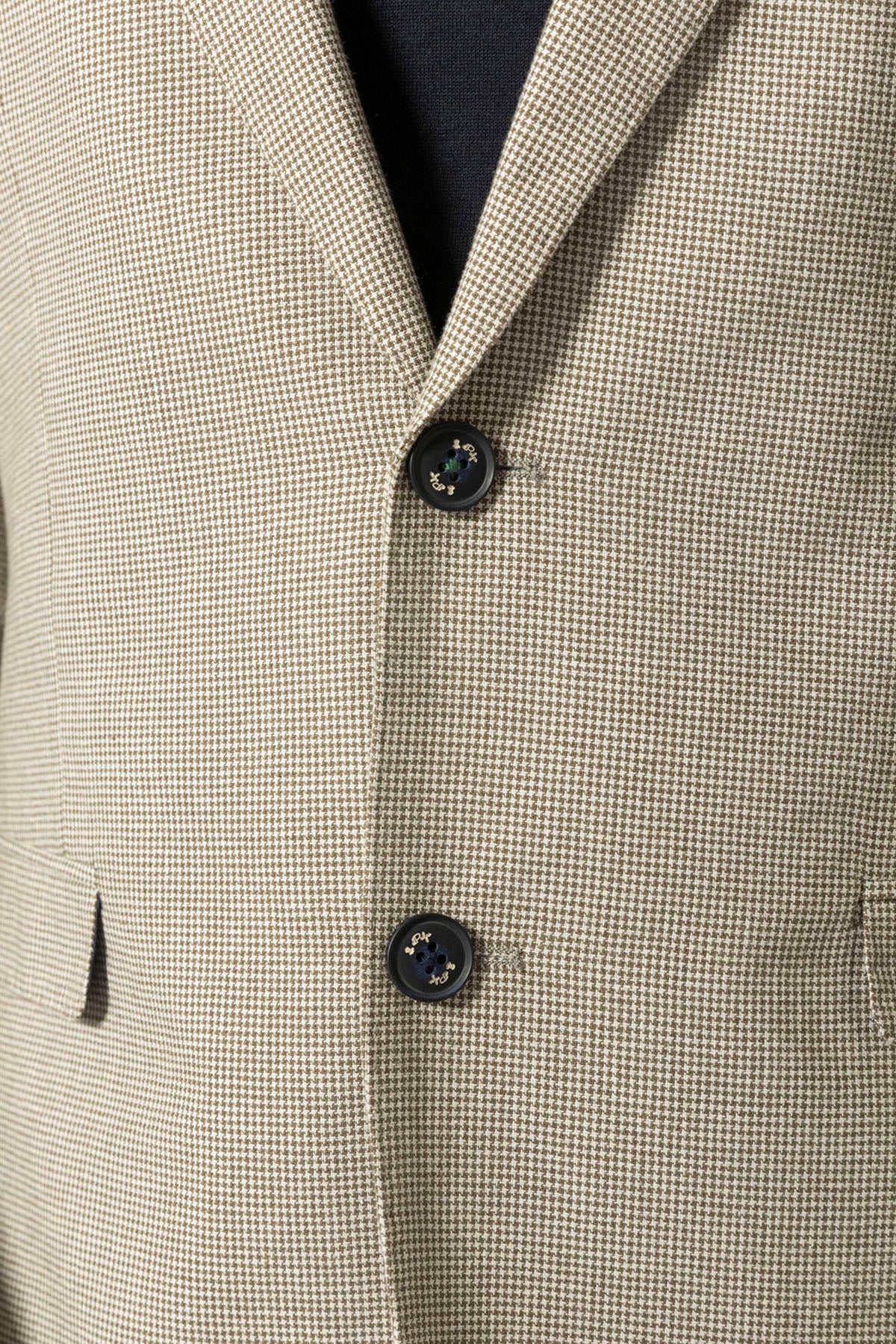 HOUNDSTOOTH BLAZER WITH BEIGE LINEN