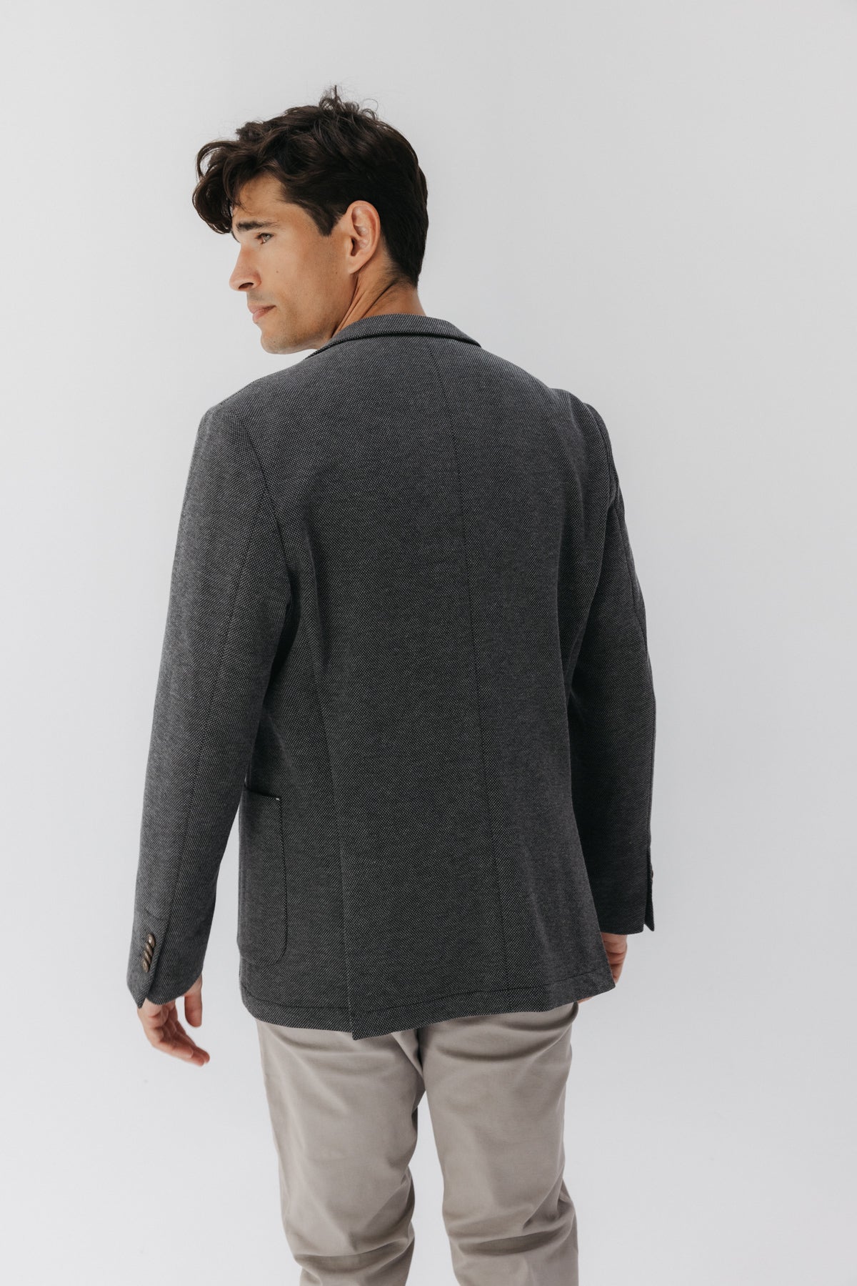 BLAZER DE MALHA JERSEY CINZA MÉDIO