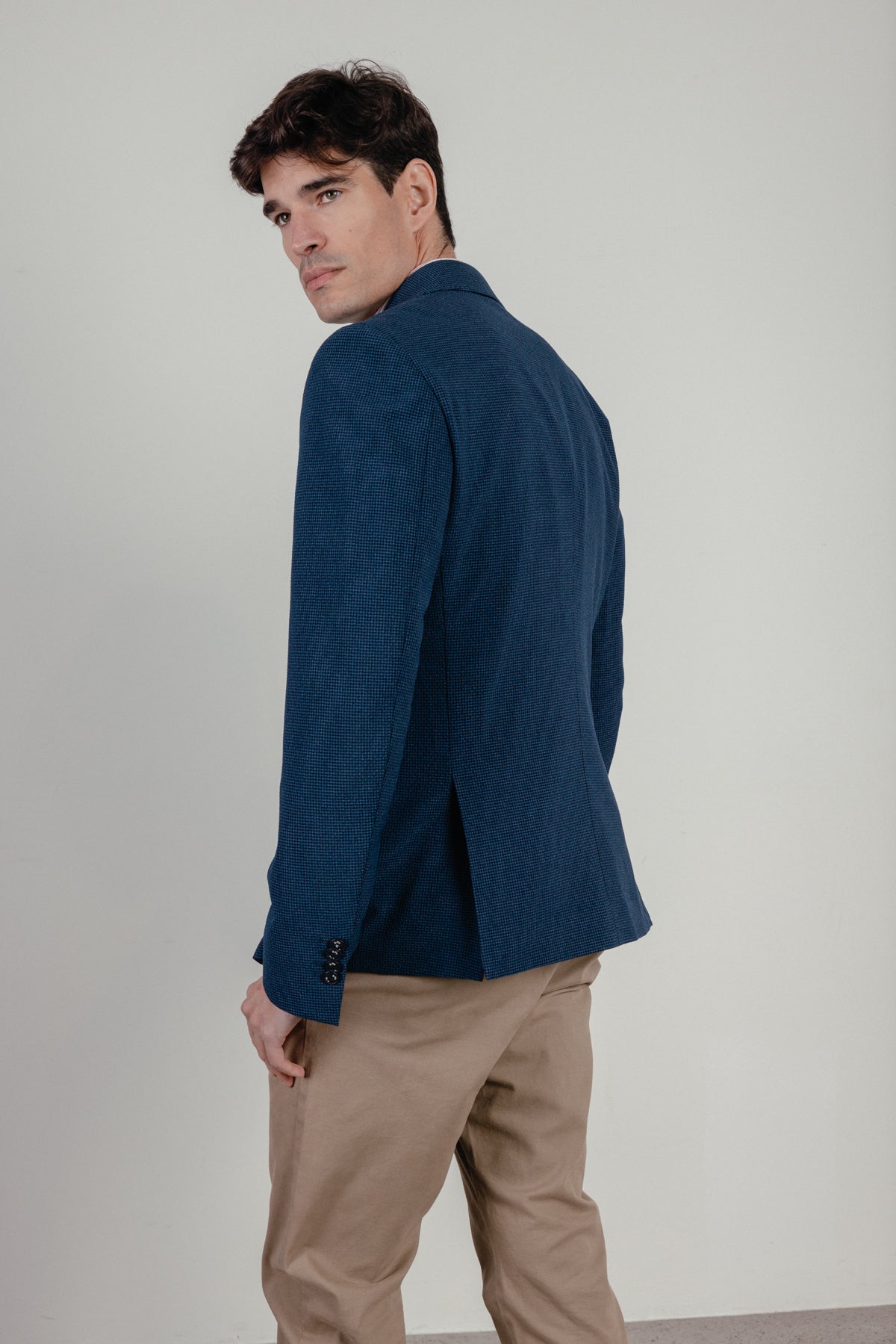 Americana seersucker vichy azul marino