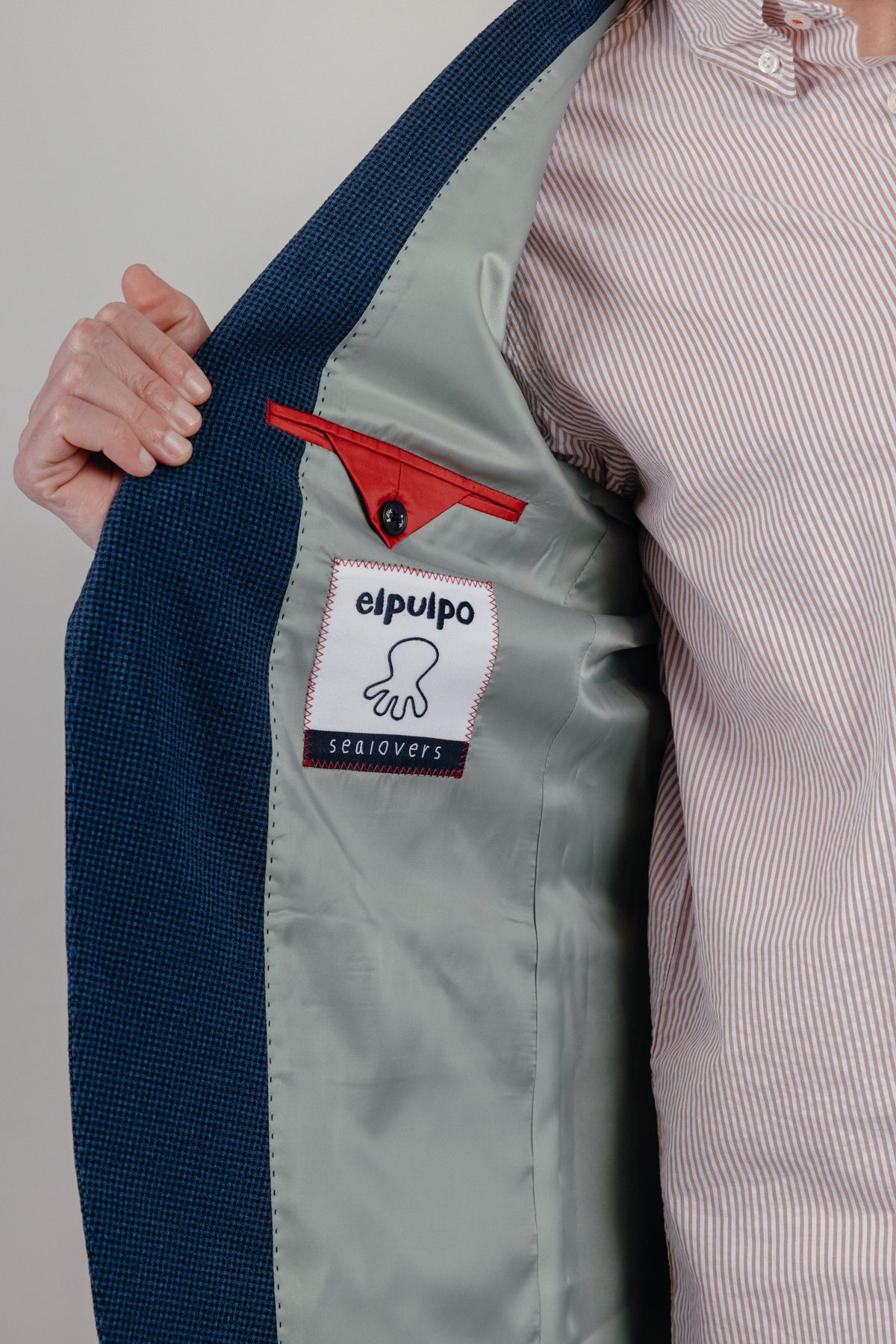 Americana seersucker vichy azul marino