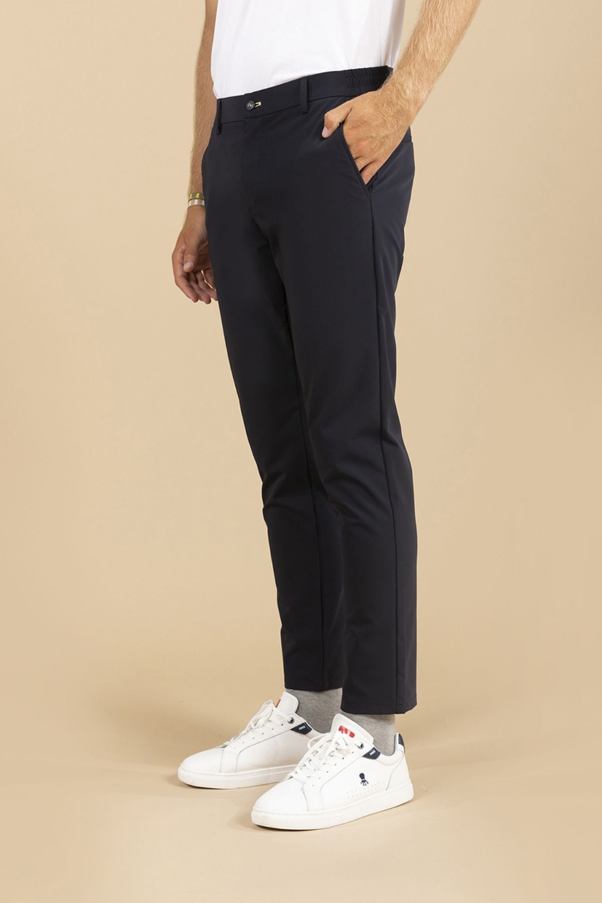 ULTRALIGHT PANTS WITH ELASTIC WAIST NAVY BLUE