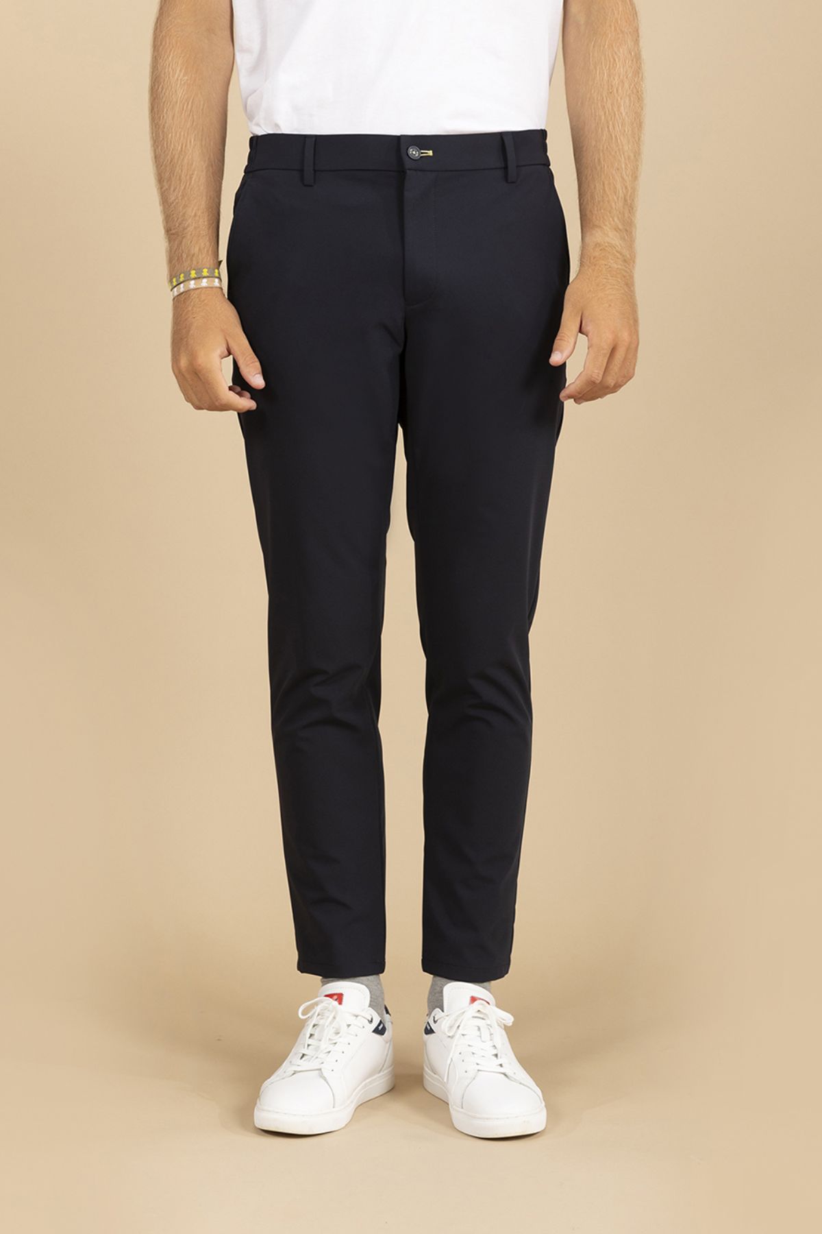 ULTRALIGHT PANTS WITH ELASTIC WAIST NAVY BLUE