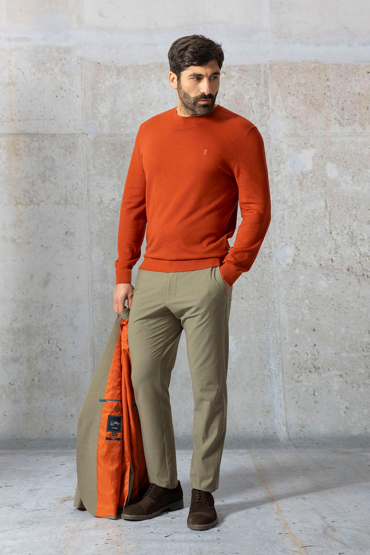 Pantalón traje comfort verde medio