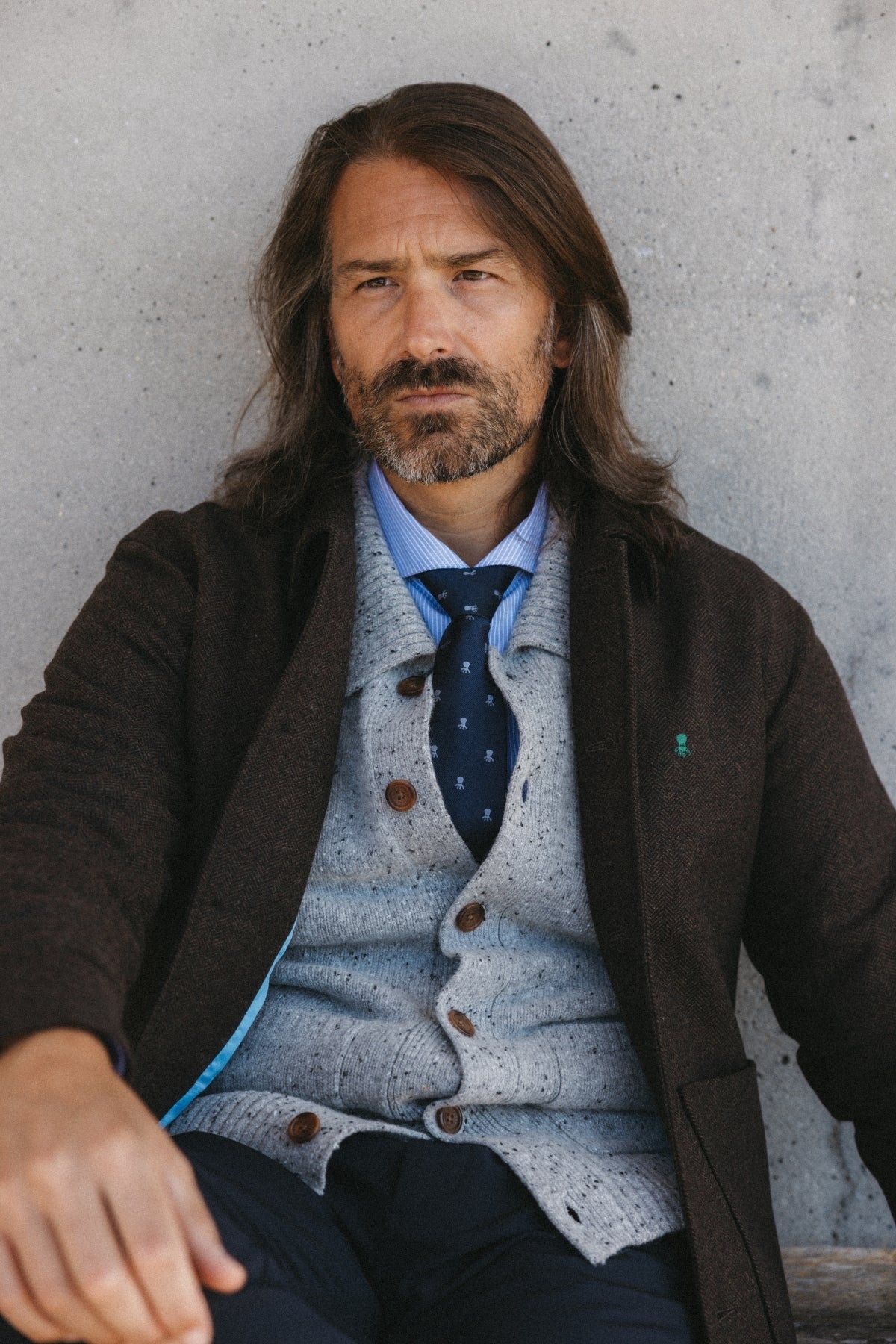 SOBRECAMISA ESPIGA CON LANA MARRÓN