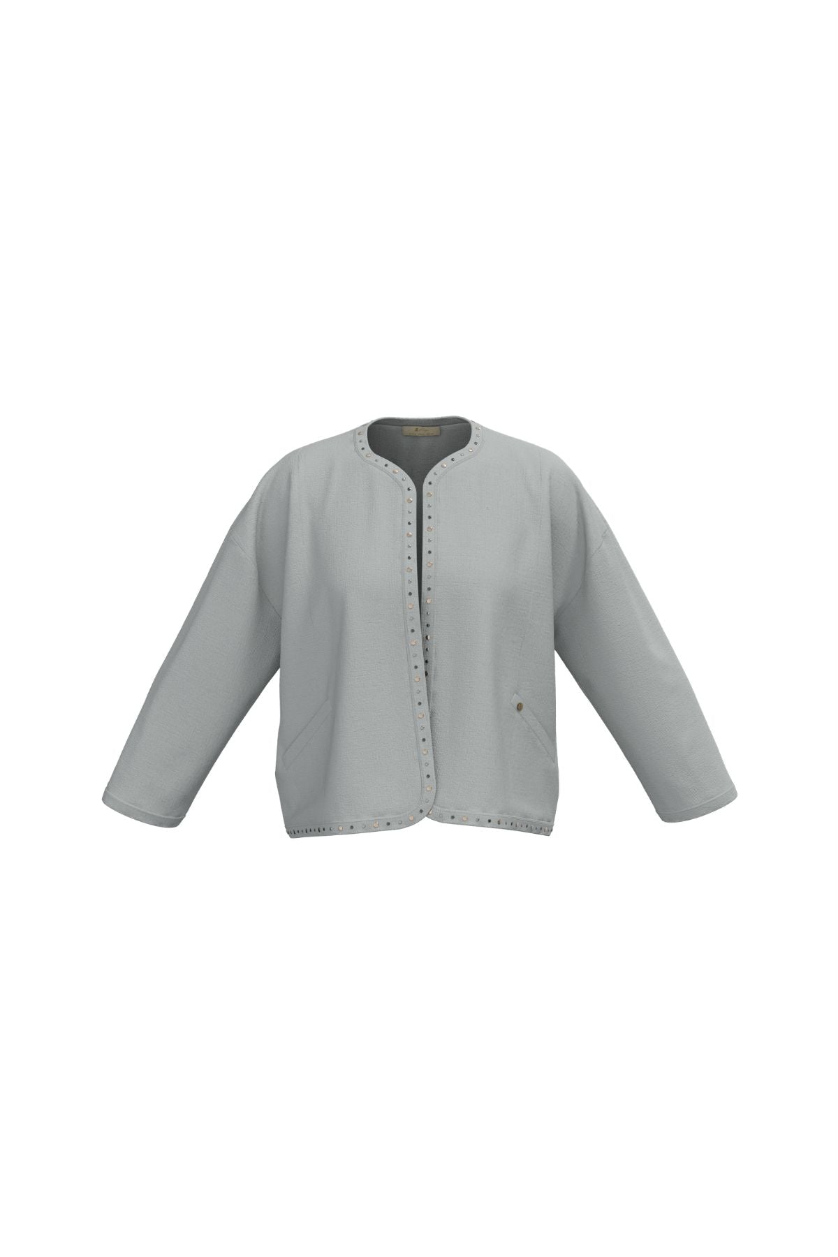 Chaqueta teen acolchado ligero detalle tachas gris perla