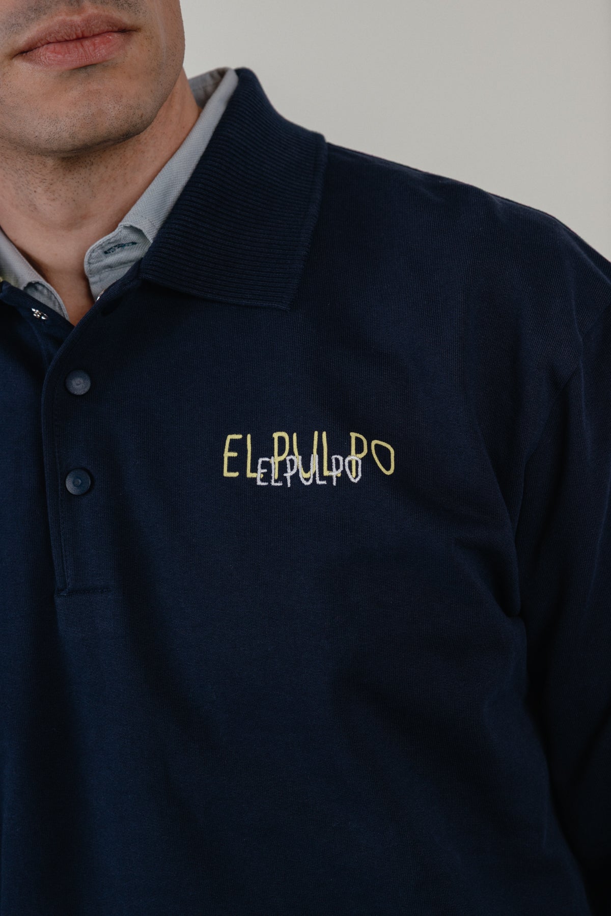 Sudadera unisex cuello rugby heavy cotton azul marino