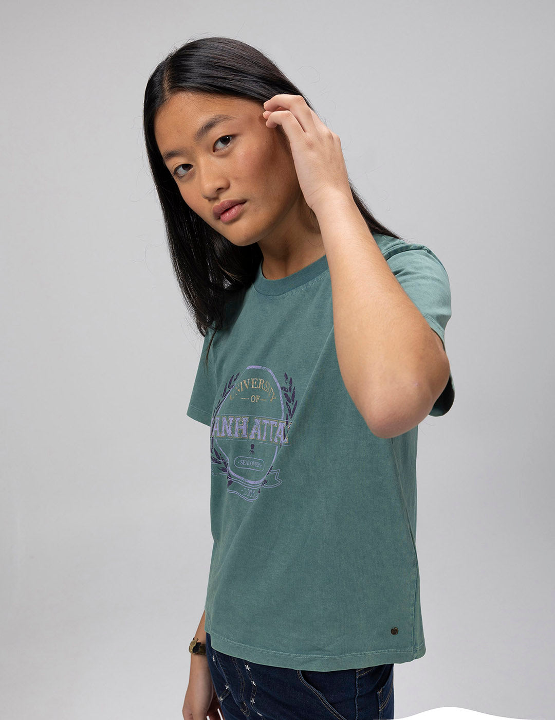 TEEN MANHATTAN BOTTLE GREEN T-SHIRT