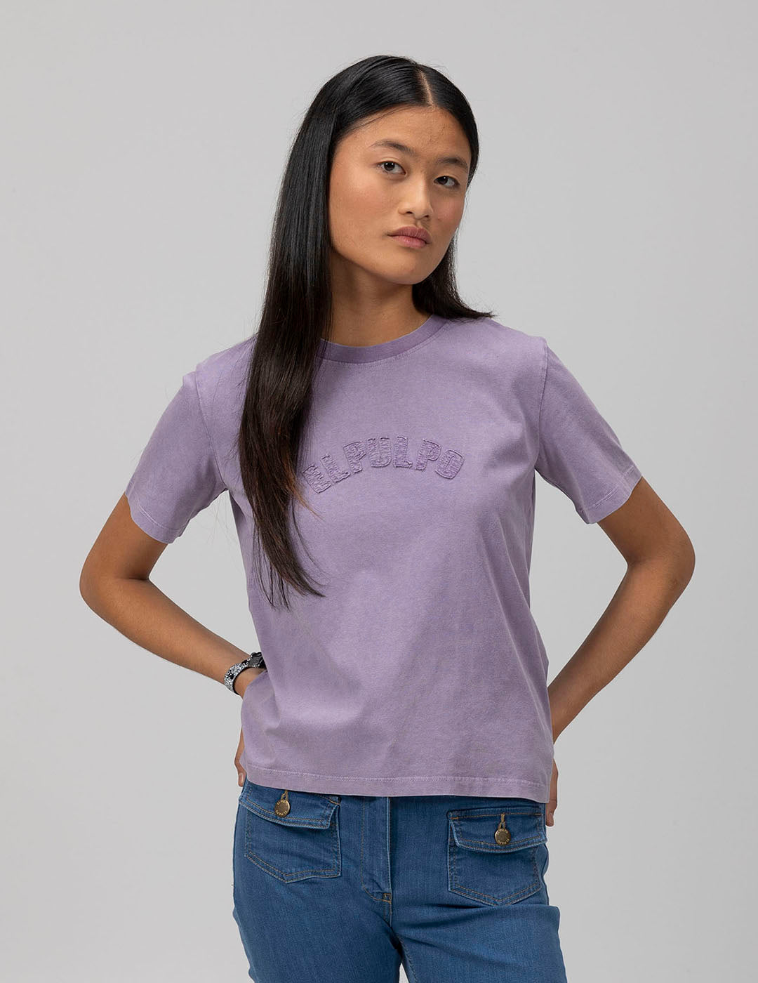 CAMISETA TEEN ELPULPO DESGASTADO MORADO