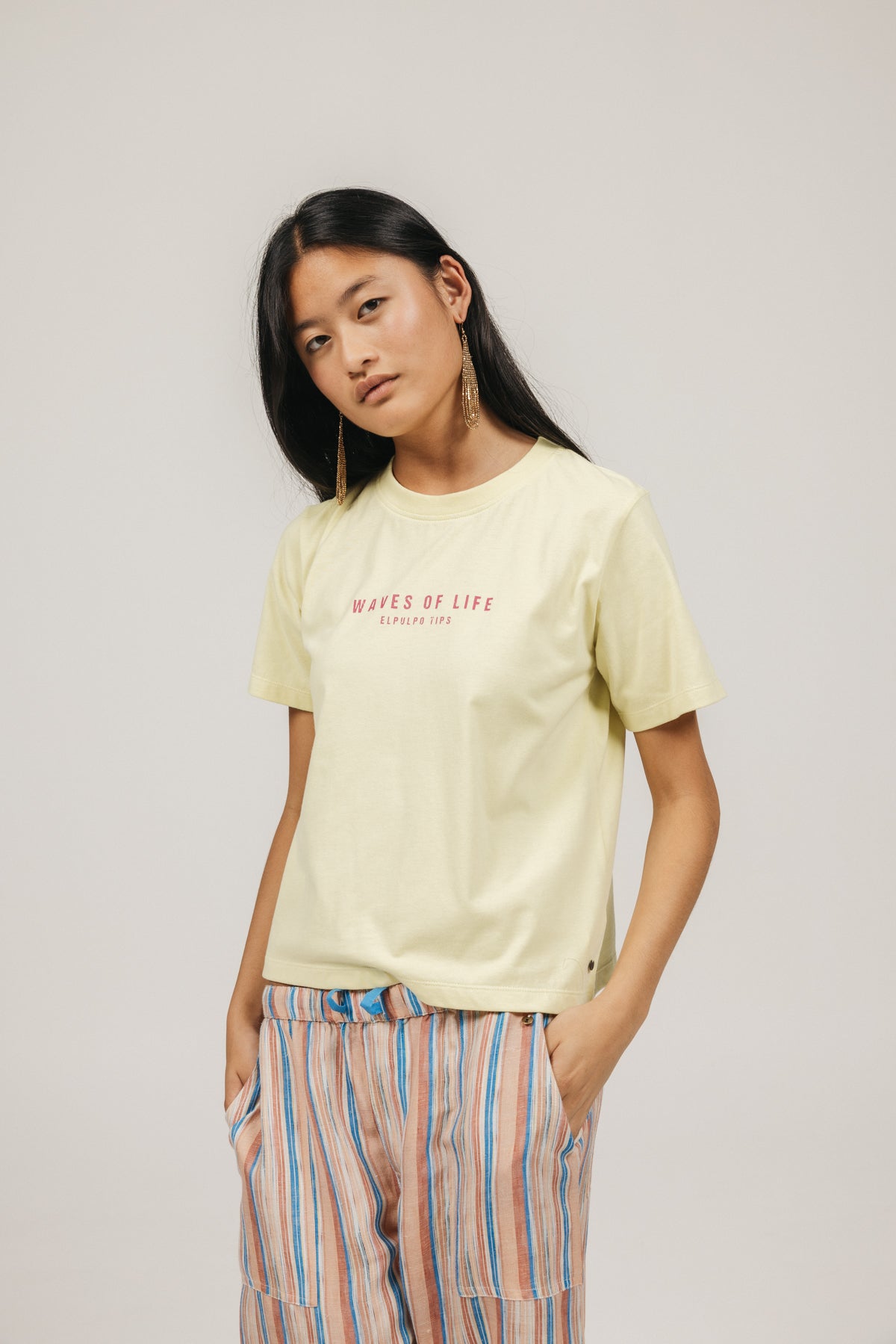 CAMISETA TEEN LAVADA WAVES OF LIFE AMARILLO CLARO
