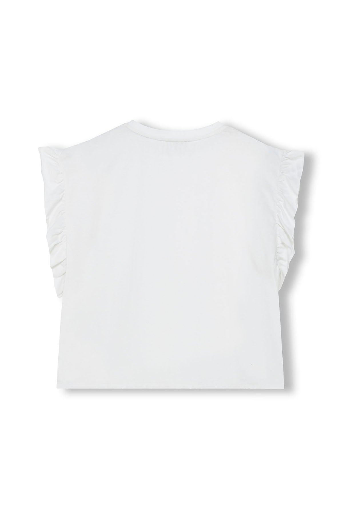 CAMISETA TEEN MANGA VOLANTES BLANCO PURO