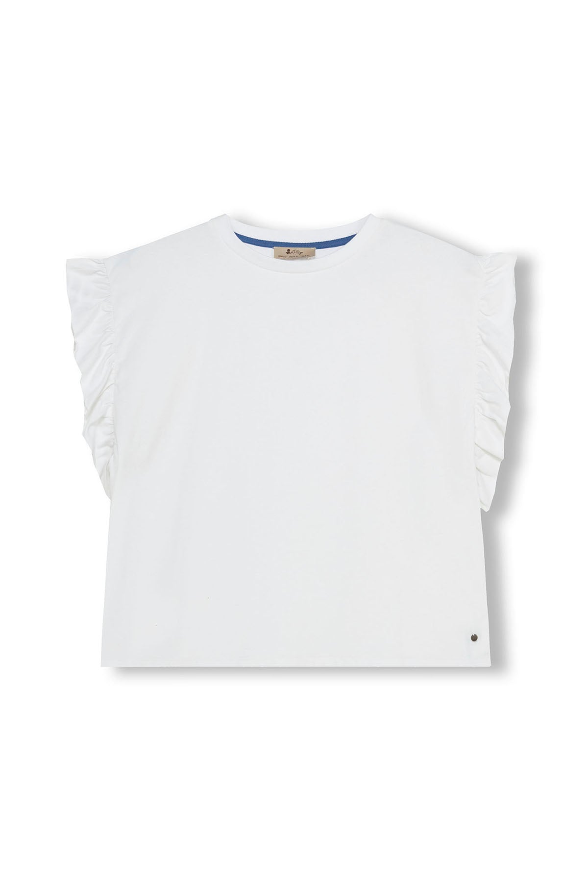 CAMISETA TEEN MANGA VOLANTES BLANCO PURO