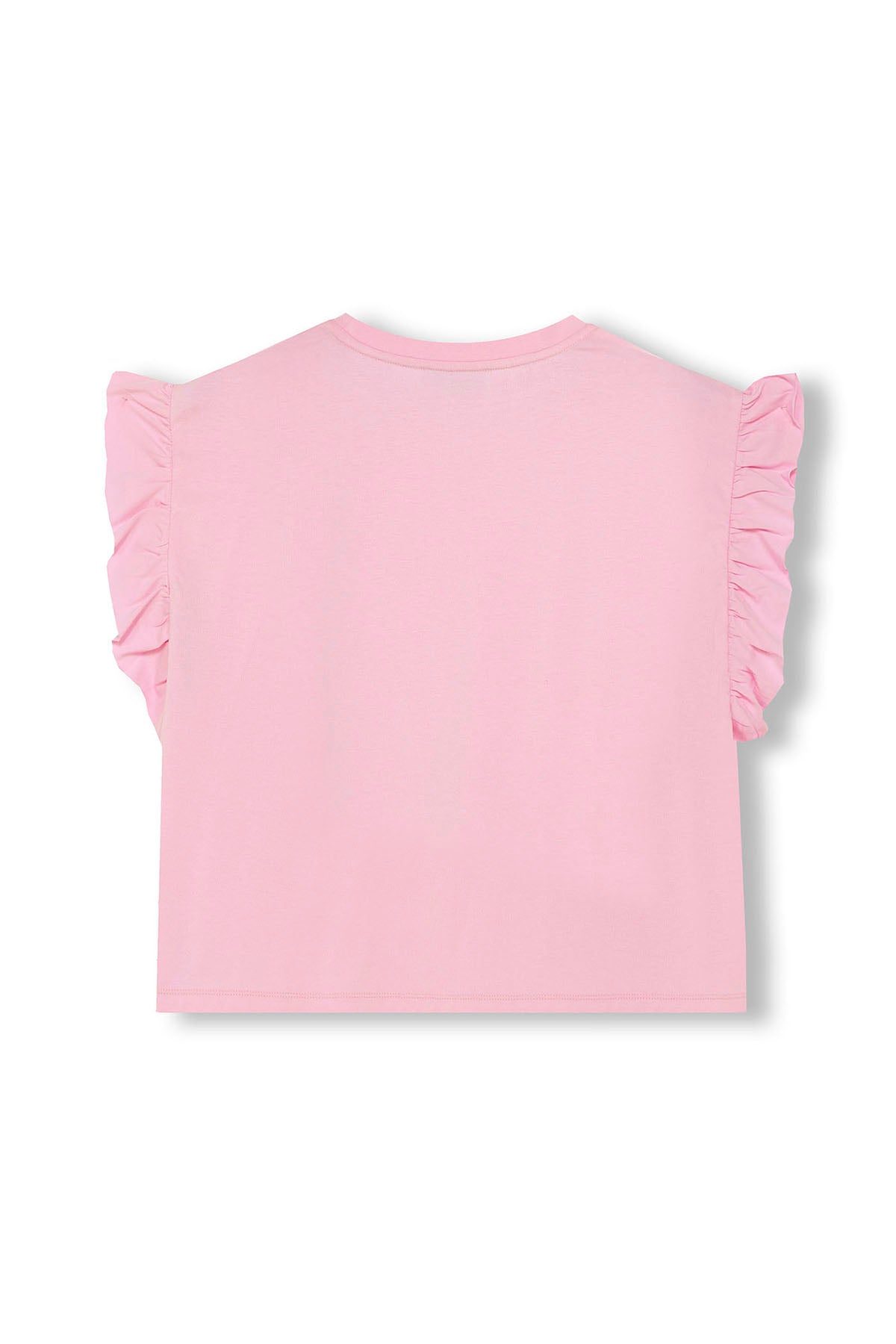 CAMISETA TEEN MANGA VOLANTES ROSA CLARO