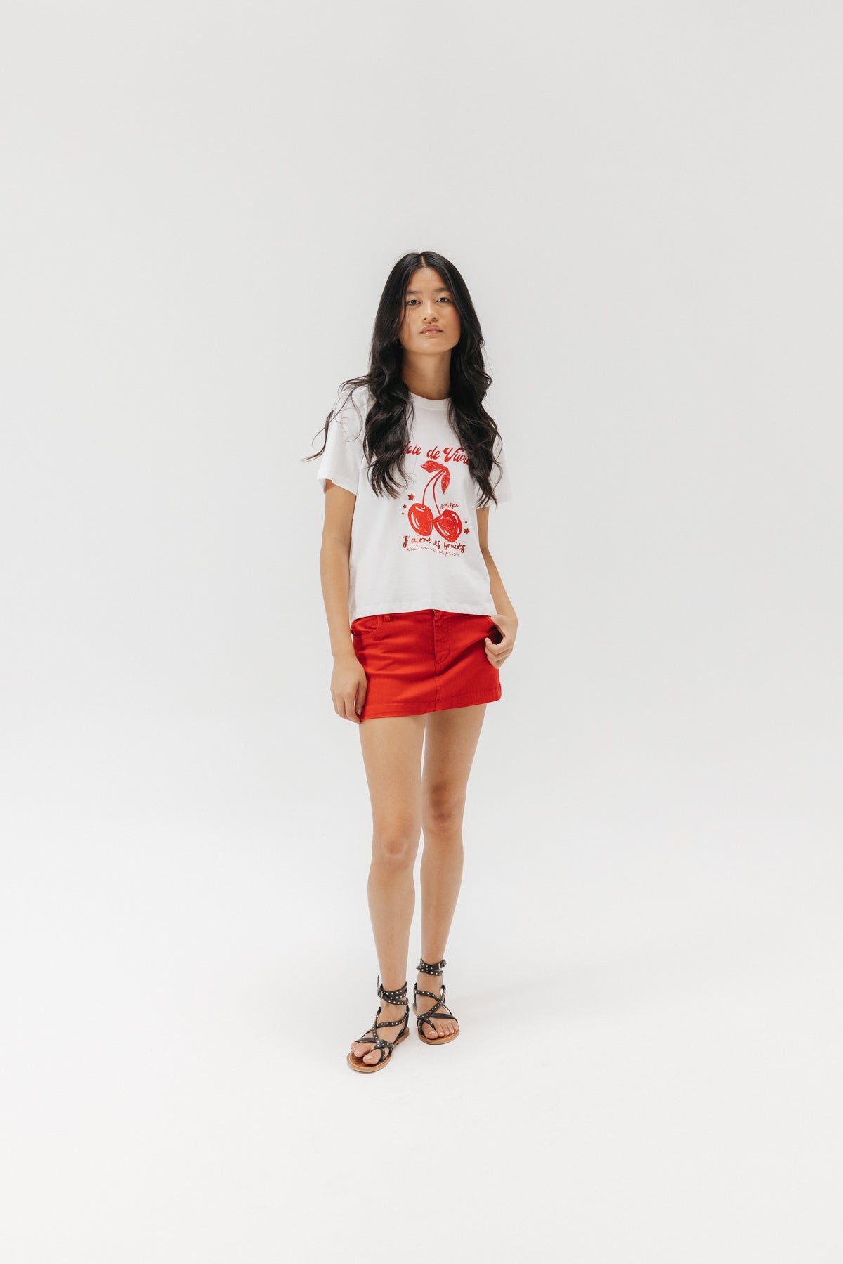 CAMISETA TEEN ESTAMPADO CEREZAS BLANCO PURO