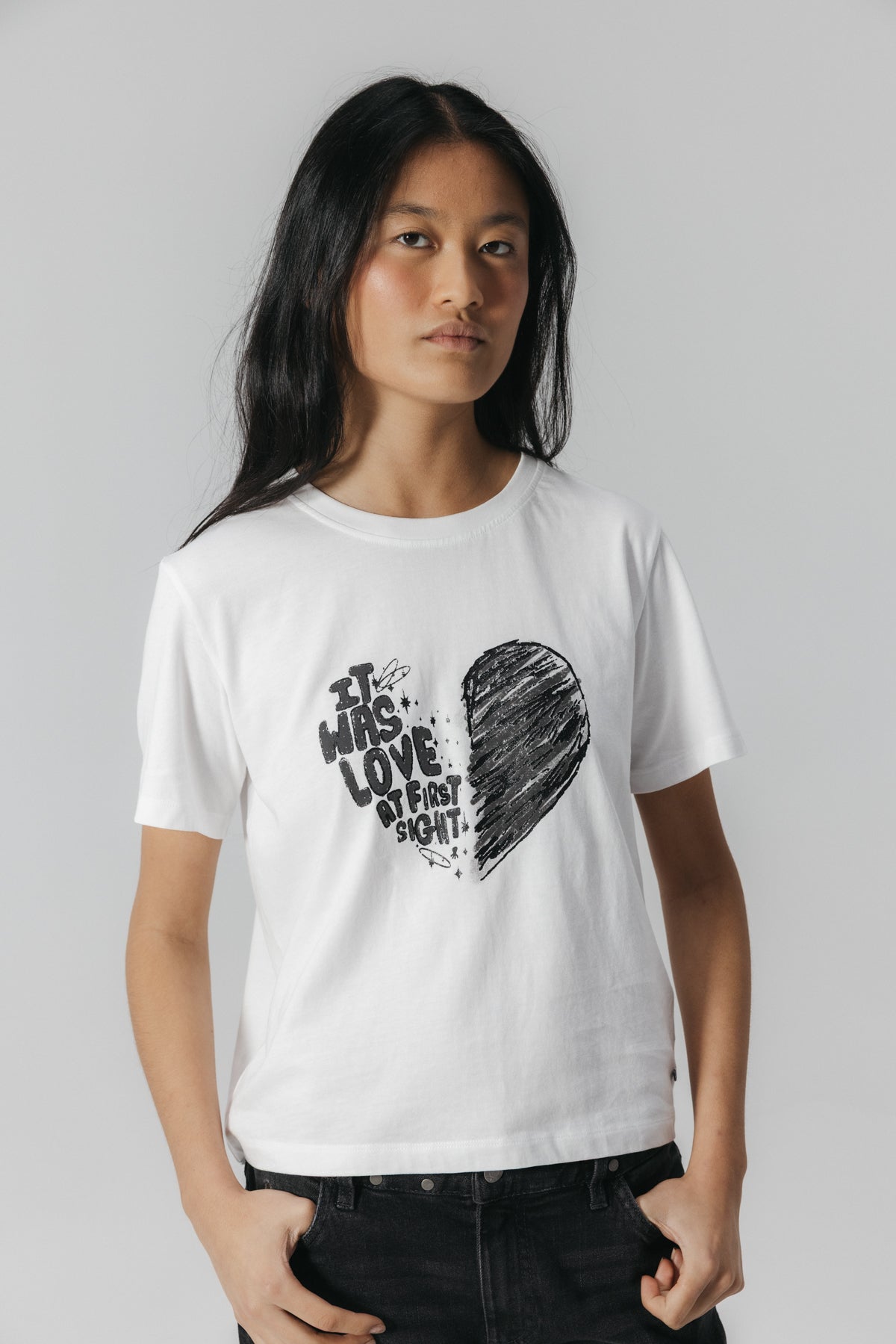 CAMISETA TEEN ESTAMPADO AT FIRST SIGHT BLANCO PURO