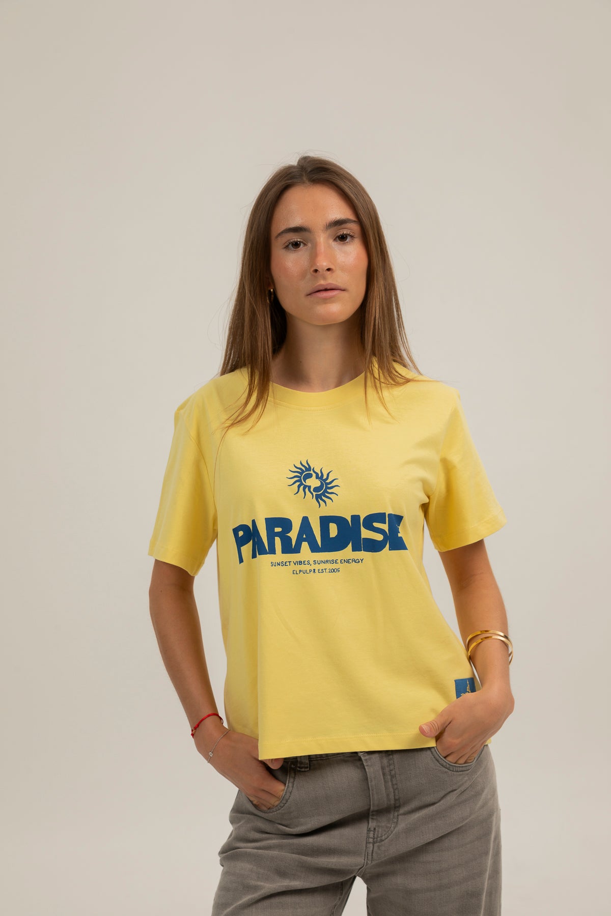 Camiseta teen manga corta paradise amarillo claro