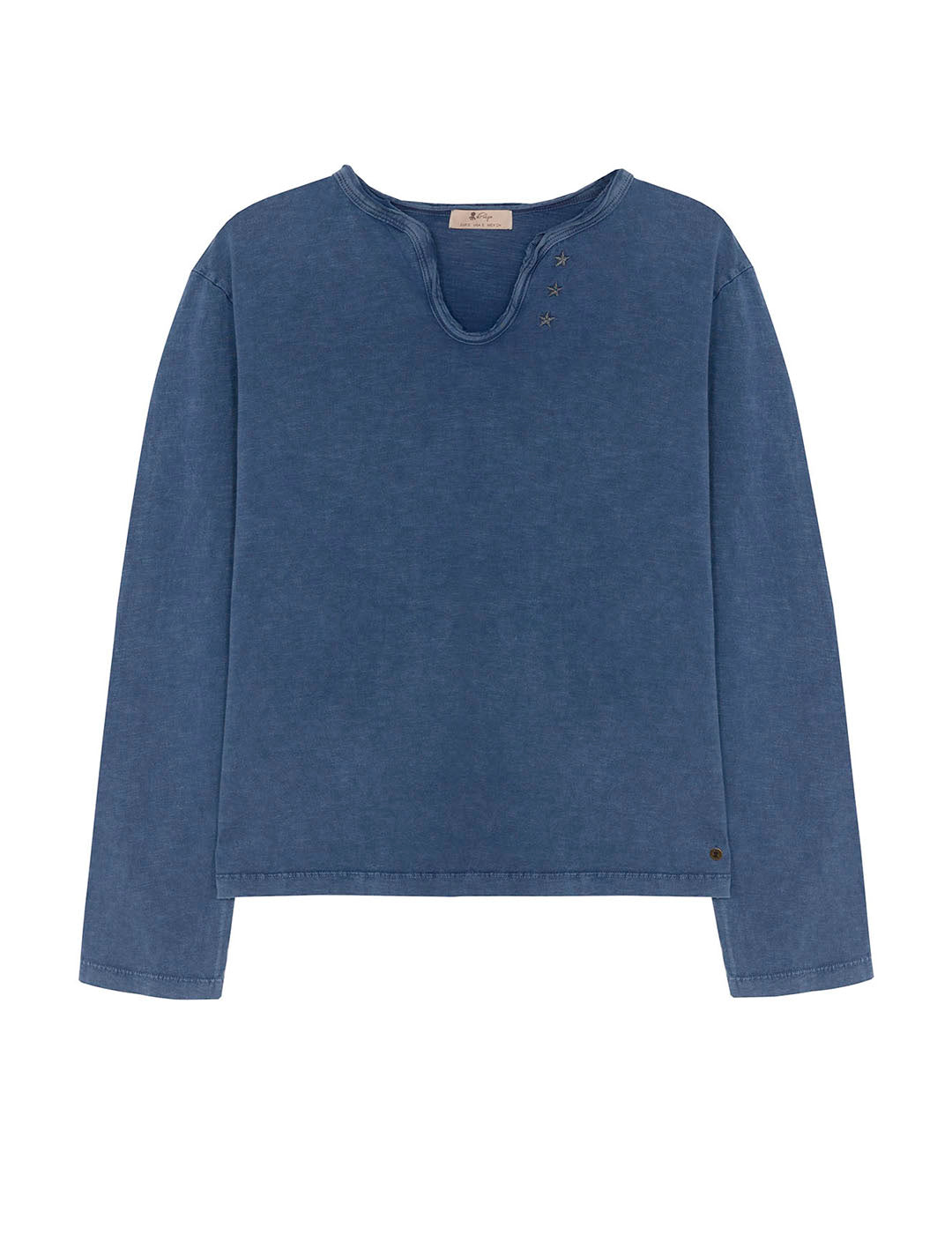 TEEN LONG SLEEVE T-SHIRT WITH INDIGO DELAVÉ BUTTONS