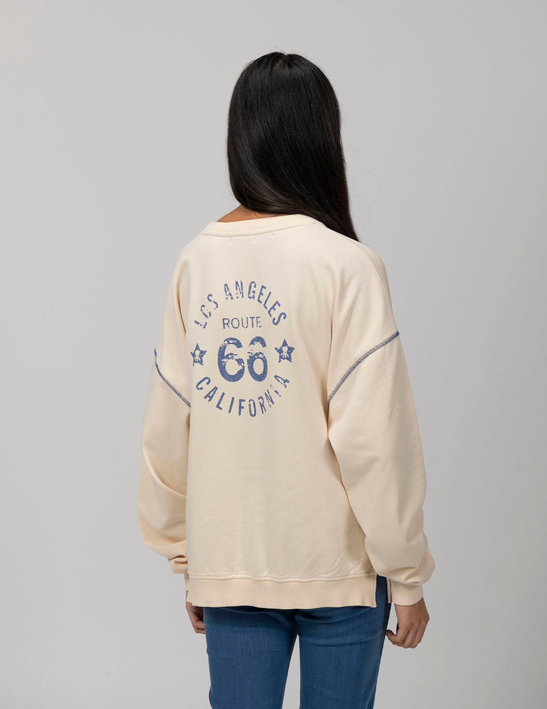 SUDADERA TEEN ROUTE 66 CREMA