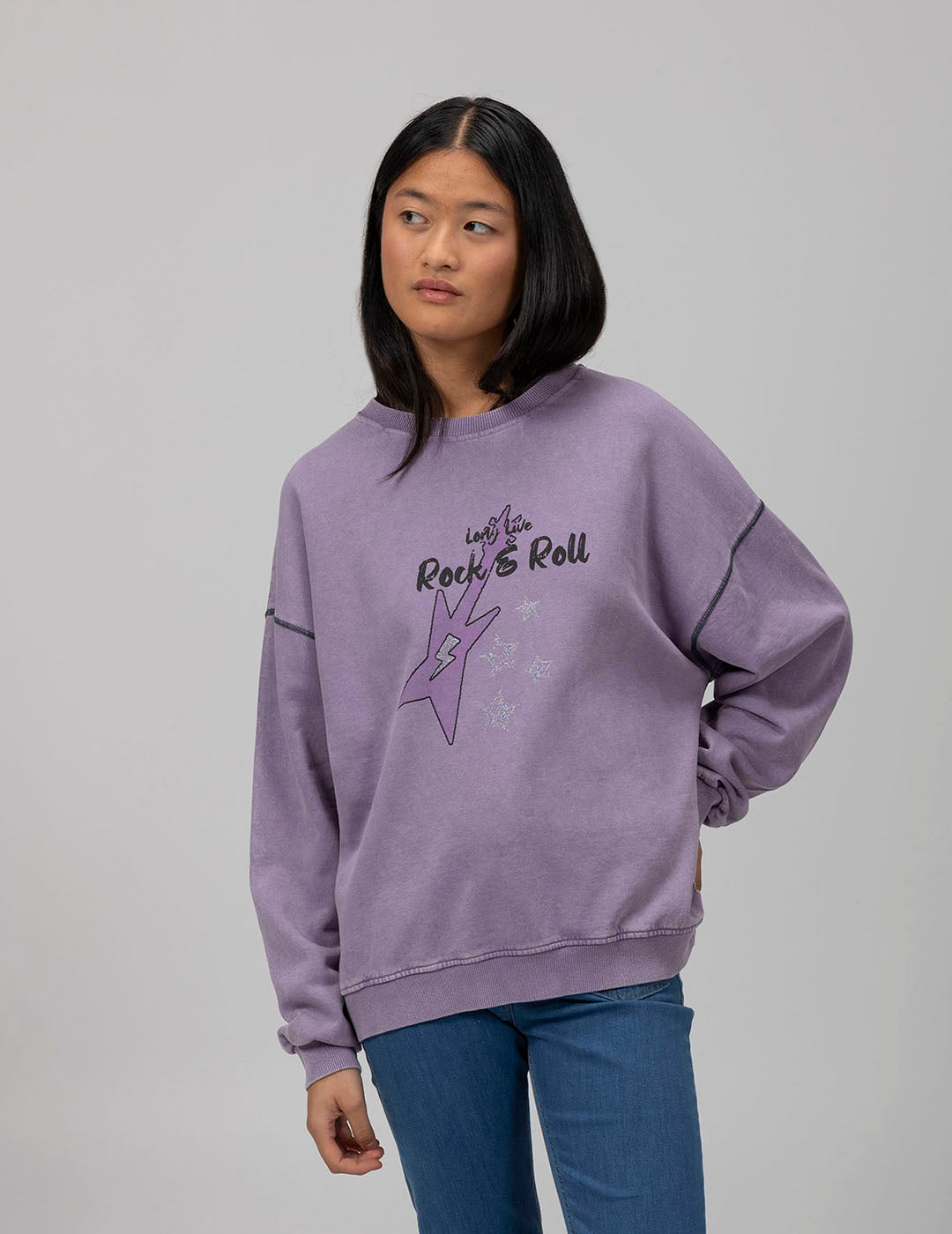 SUDADERA TEEN ROCK AND ROLL MORADO