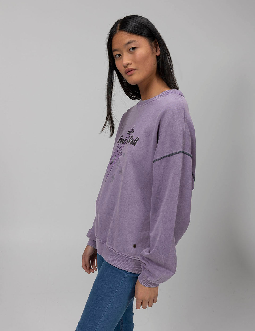 SUDADERA TEEN ROCK AND ROLL MORADO