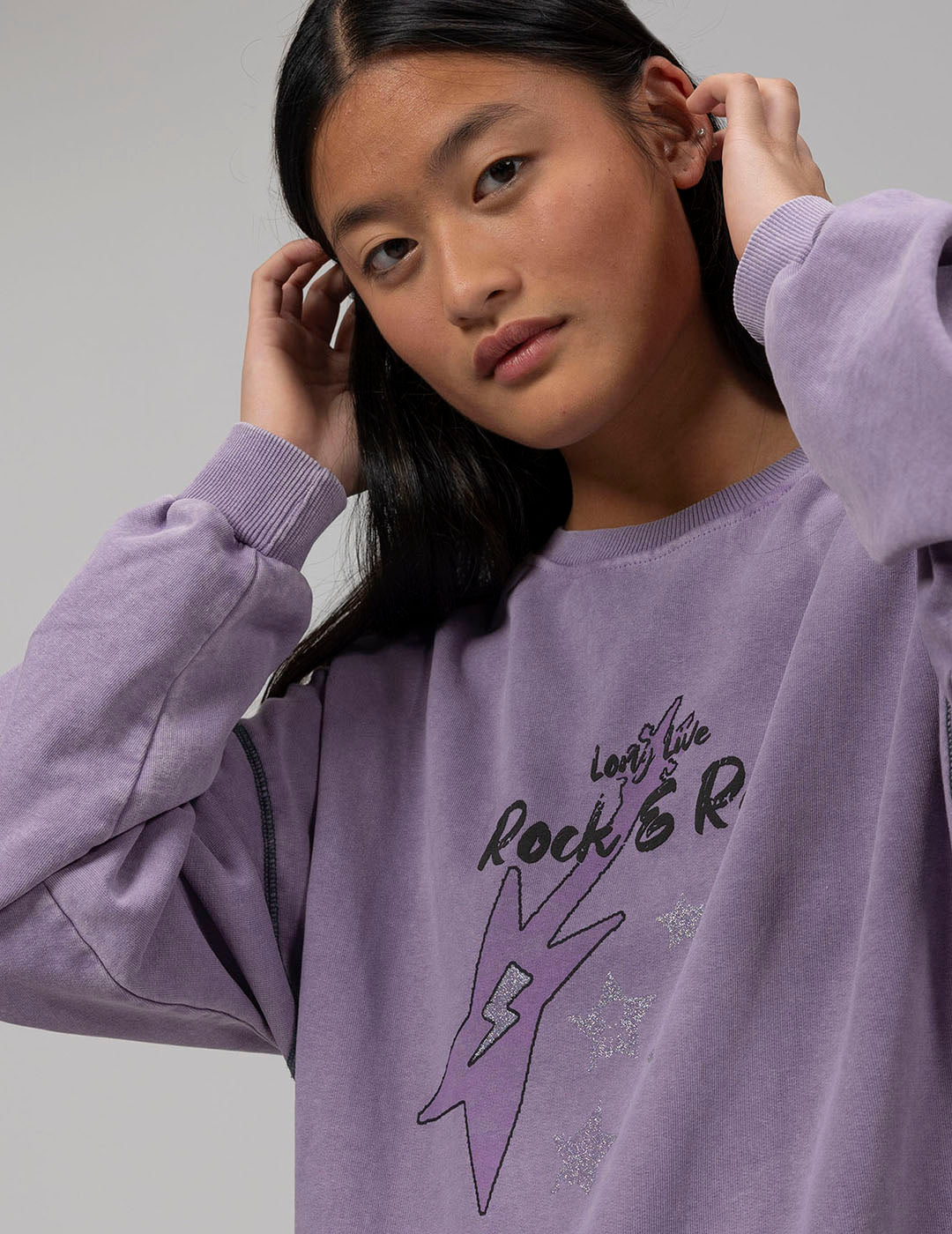 SUDADERA TEEN ROCK AND ROLL MORADO