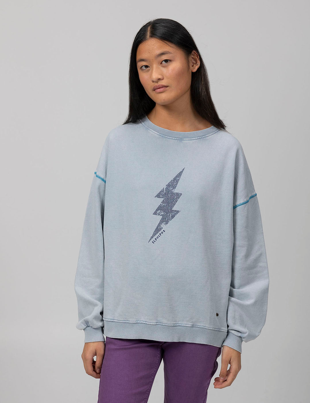 TEEN LIGHTNING GLITTER SWEATSHIRT PEARL GREY