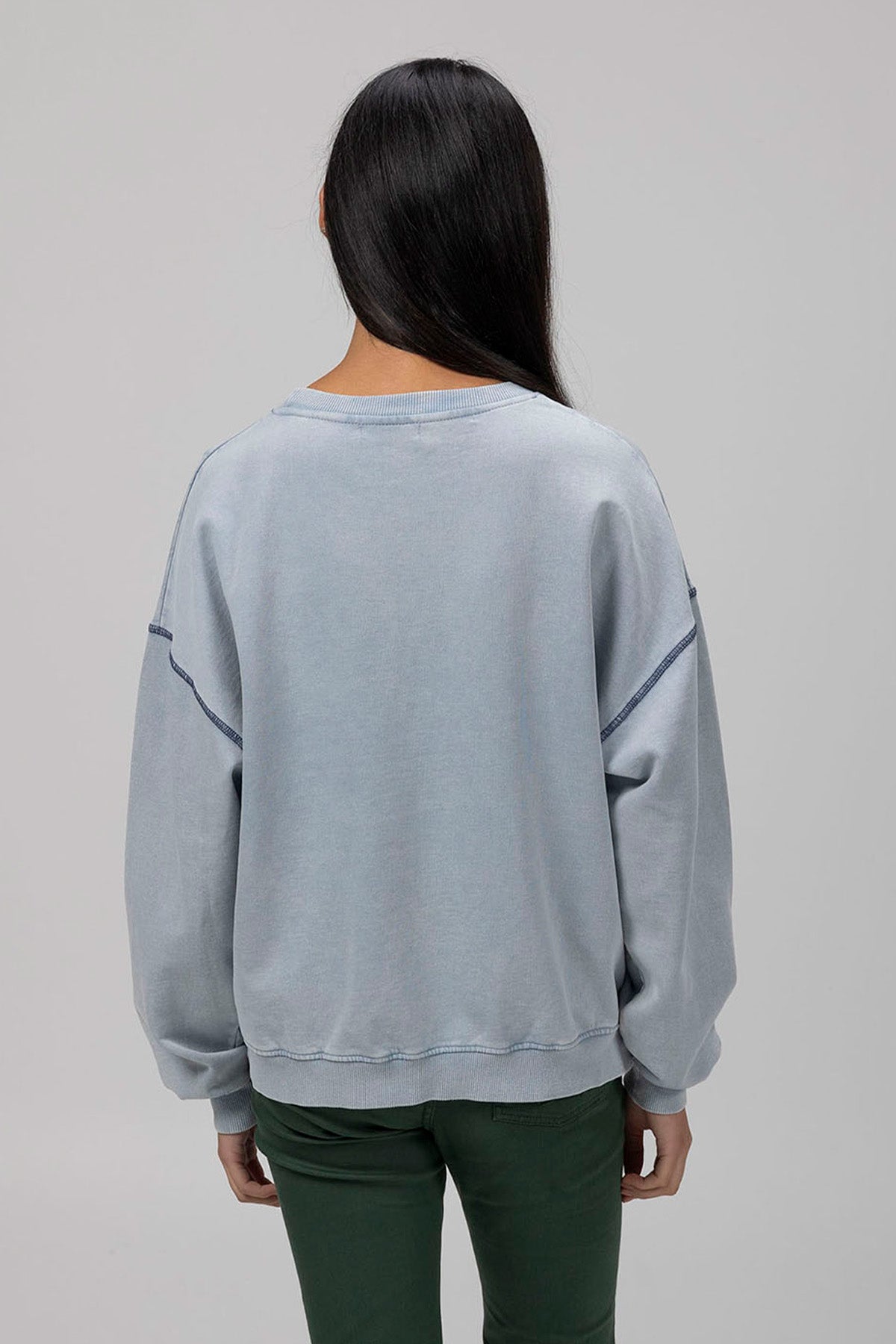 TEEN DISTRESSED STAR SWEATSHIRT PEARL GREY